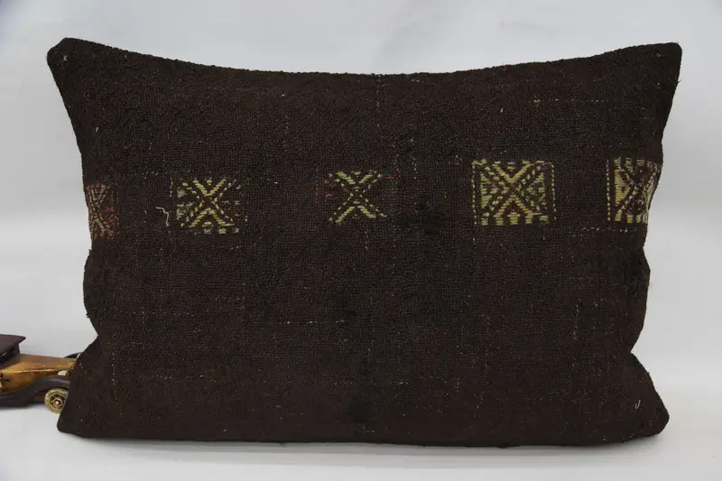 Plaid Throw Euro Sham, 50x70 cm Brown Pillowcase, Minimalist Moroccan Pillow - 1