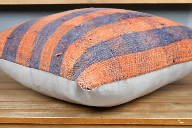 Pillow Sham, Kilim Pillow, Decorative Bolster Cushion Case, 20x20 Orange Pillow Case, Boho Pillow Sham Cover, Vintage Kilim Throw Pillow - 4
