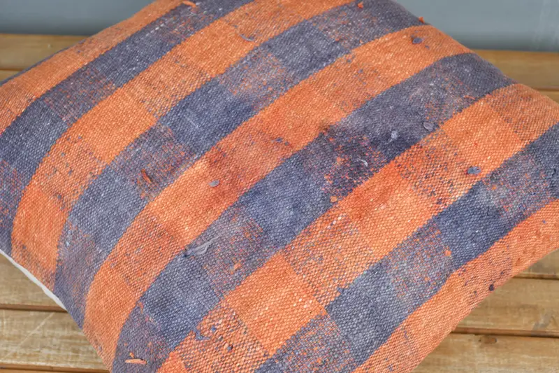Pillow Sham, Kilim Pillow, Decorative Bolster Cushion Case, 20x20 Orange Pillow Case, Boho Pillow Sham Cover, Vintage Kilim Throw Pillow - 3