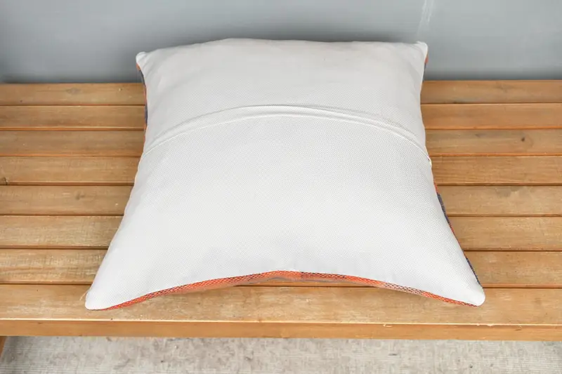 Pillow Sham, Kilim Pillow, Decorative Bolster Cushion Case, 20x20 Orange Pillow Case, Boho Pillow Sham Cover, Vintage Kilim Throw Pillow - 5