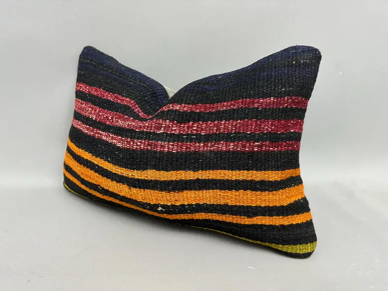 Couch Cushion Case, Boho Pillow Sham Cover, Vintage Pillow, Kilim Pillow Cover, Cushion, Colorful Pillow Case, 12x20 Brown Pillow Case - 3