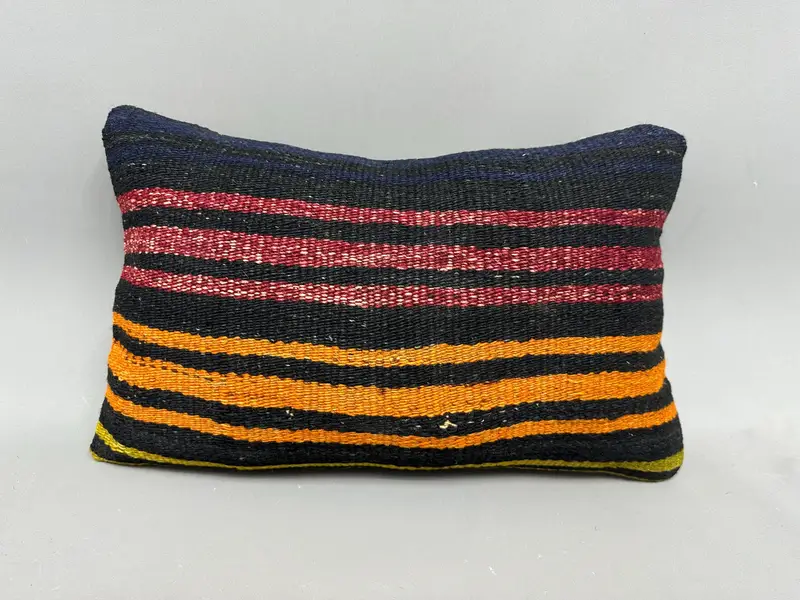 Couch Cushion Case, Boho Pillow Sham Cover, Vintage Pillow, Kilim Pillow Cover, Cushion, Colorful Pillow Case, 12x20 Brown Pillow Case - 4