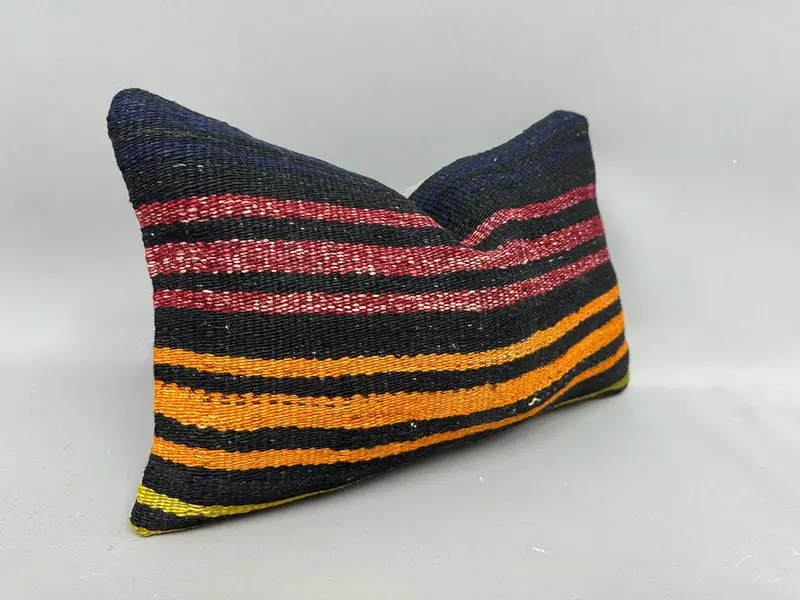 Couch Cushion Case, Boho Pillow Sham Cover, Vintage Pillow, Kilim Pillow Cover, Cushion, Colorful Pillow Case, 12x20 Brown Pillow Case - 2