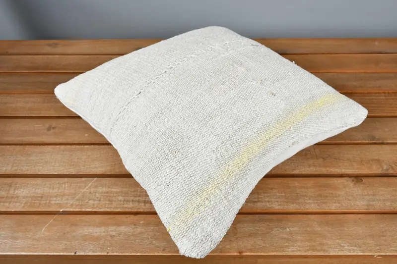 14x14 White Pillow Sham, Turkish Pillow, Aztec Pillow Cover, Ethnical Kilim Rug Pillow, Handmade Kilim Cushion, Cushion - 2