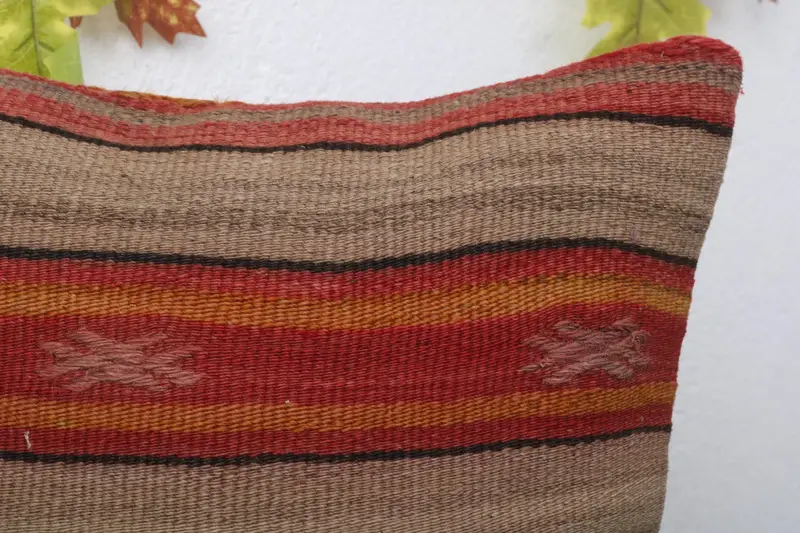 Vintage Kilim Pillow, Floor Cushion Case, Interior Designer Pillow, Cushion, Pillow for Sofa, Anatolian Cushion Case, 16x16 Red Cushion Case - 5