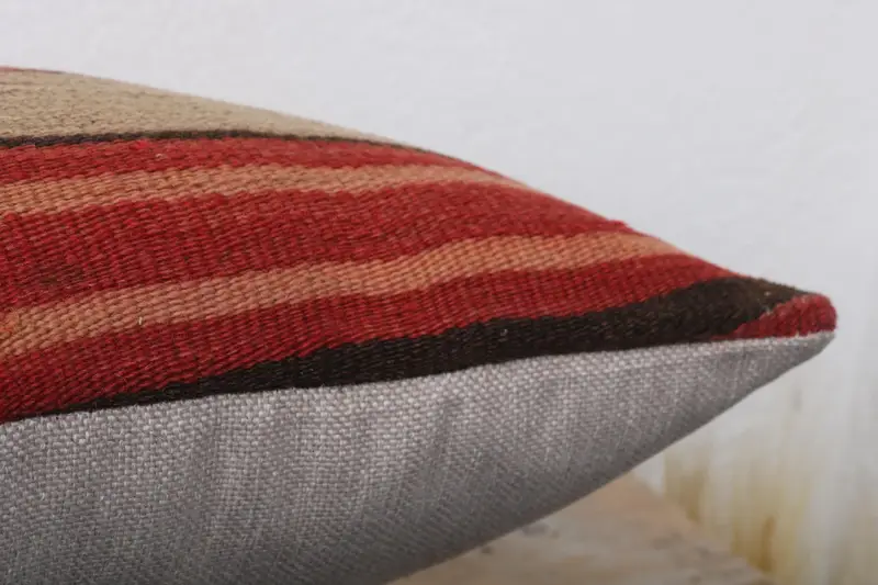 Vintage Kilim Pillow, Floor Cushion Case, Interior Designer Pillow, Cushion, Pillow for Sofa, Anatolian Cushion Case, 16x16 Red Cushion Case - 6
