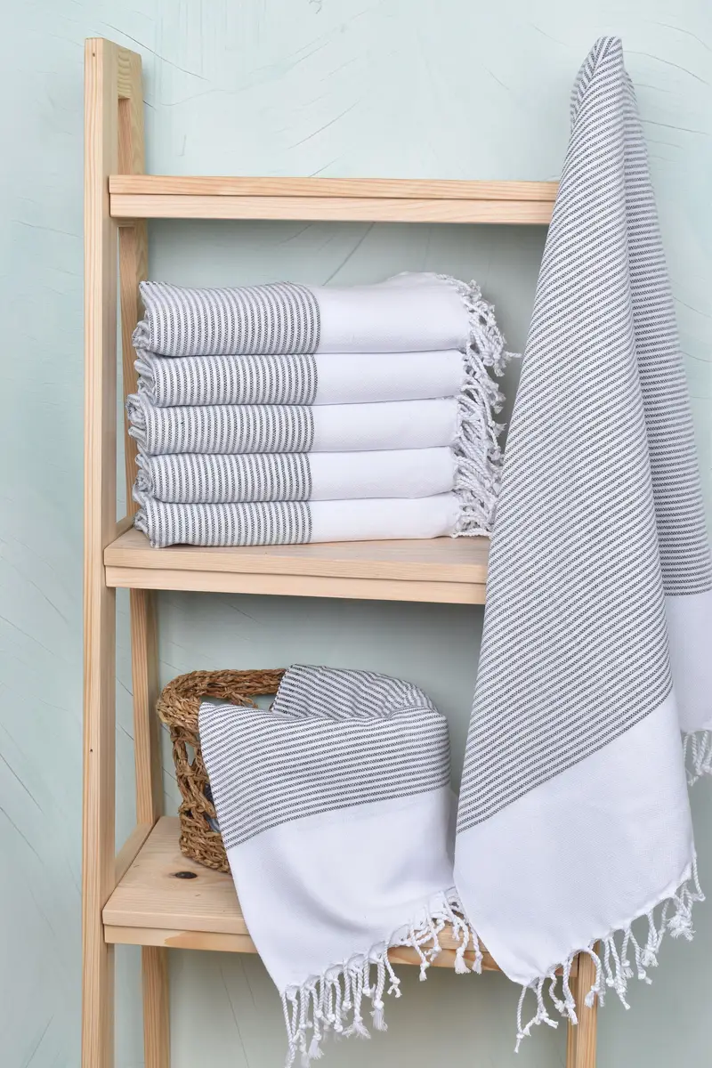 Soft organic Turkish peshtemal for luxury spa use, Gift For Mom, Bath towel, Turkish Towel Beach, Handmade Gift, 70x40 Cotton Striped Towel - 3