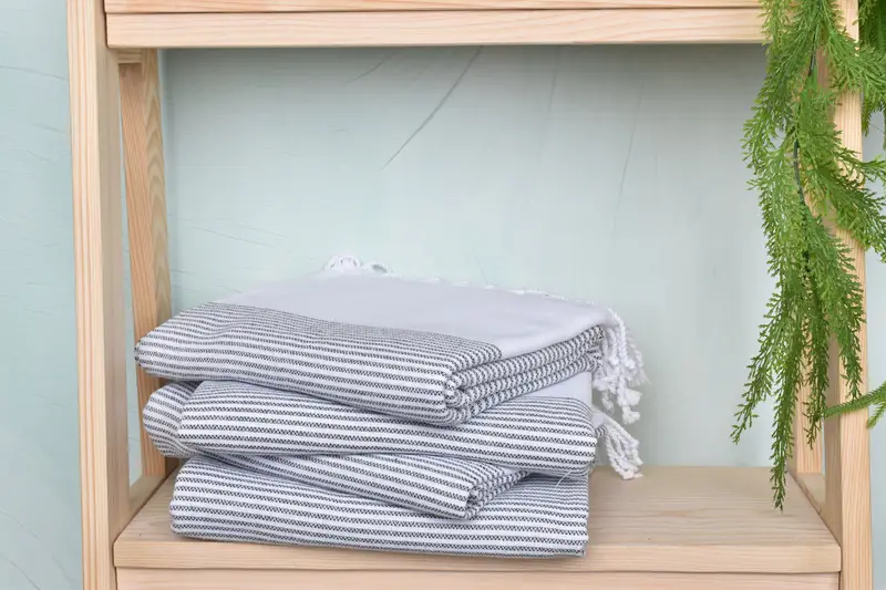 Soft organic Turkish peshtemal for luxury spa use, Gift For Mom, Bath towel, Turkish Towel Beach, Handmade Gift, 70x40 Cotton Striped Towel - 7