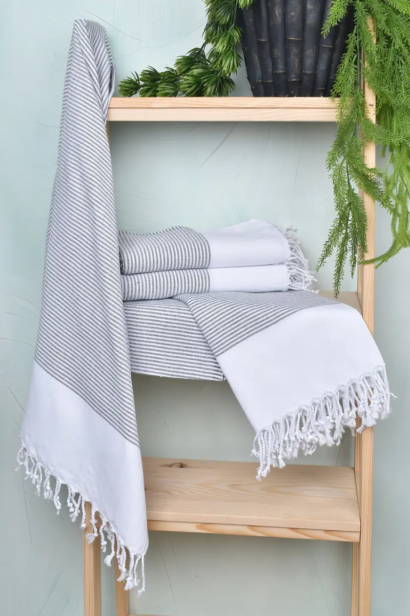 Soft organic Turkish peshtemal for luxury spa use, Gift For Mom, Bath towel, Turkish Towel Beach, Handmade Gift, 70x40 Cotton Striped Towel - 6