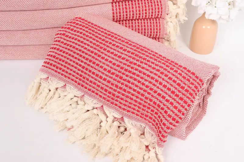 Throw Blanket, Custom Shower Curtain, Turkish Towel Beach Blanket, Woven Blanket, Best Friend Christmas Gift, 96x92 Cotton Striped Towel, Bedspread - 4