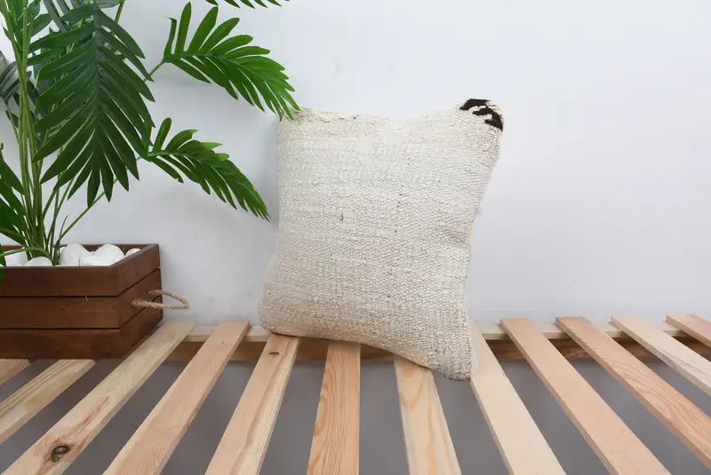 Turkish Kilim Pillow, 14x14 White Cushion Case, Gift Pillow, Nautical Throw Pillow, Vintage Kilim Pillow, Pillow Cover, Christmas Cushion Cover - 5