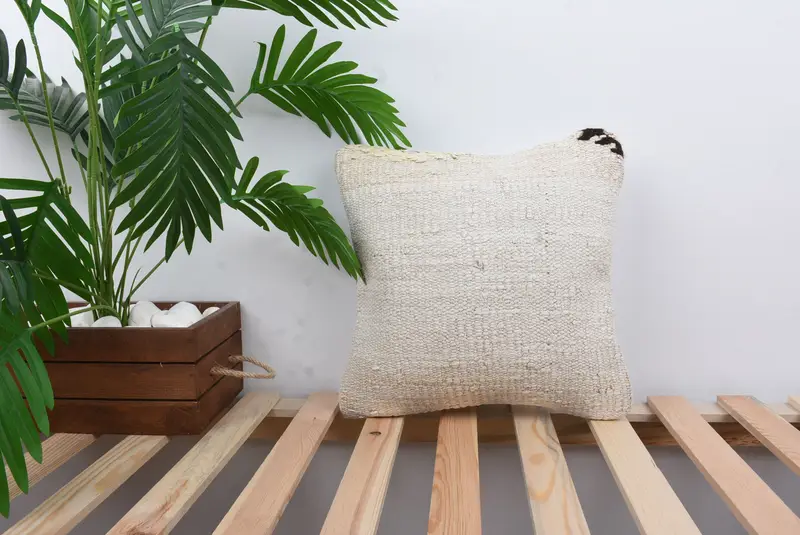 Turkish Kilim Pillow, 14x14 White Cushion Case, Gift Pillow, Nautical Throw Pillow, Vintage Kilim Pillow, Pillow Cover, Christmas Cushion Cover - 1