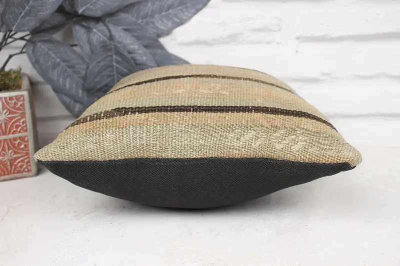 12x12 Beige Pillow, Aesthetic Cushion Cover, Cushion, Turkish Kilim Pillow, Kilim Cushion Sham, Boho Pillow, Neutral Throw Pillow - 5
