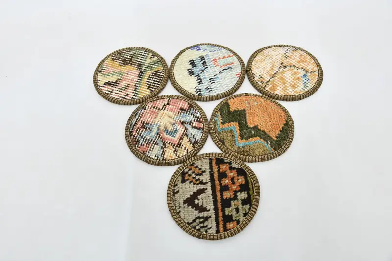 Elegant Beige and Orange Coasters, Durable and Stylish Table Coasters