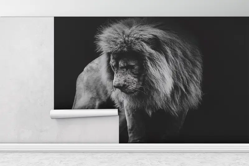 Paper Wall Art ,Modern Wall Paper,Portrait of a African Lion Wall Painting,Wall Paper Peel and Stick,Lion Wall Painting, - 4