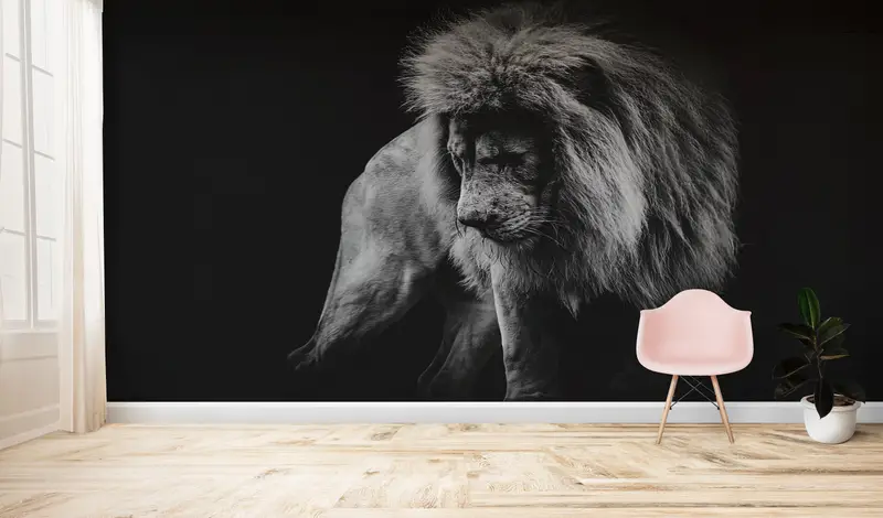 Paper Wall Art ,Modern Wall Paper,Portrait of a African Lion Wall Painting,Wall Paper Peel and Stick,Lion Wall Painting, - 1
