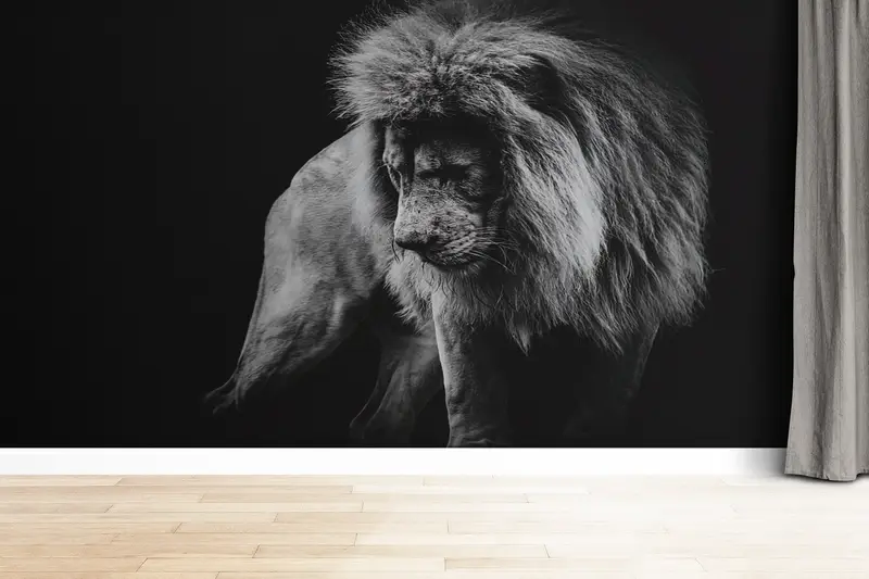 Paper Wall Art ,Modern Wall Paper,Portrait of a African Lion Wall Painting,Wall Paper Peel and Stick,Lion Wall Painting, - 5