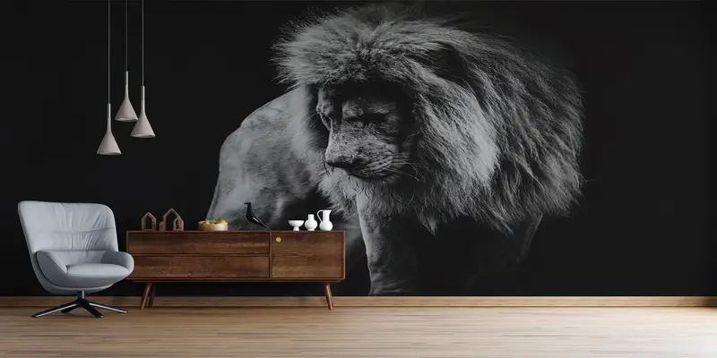 Paper Wall Art ,Modern Wall Paper,Portrait of a African Lion Wall Painting,Wall Paper Peel and Stick,Lion Wall Painting, - 8