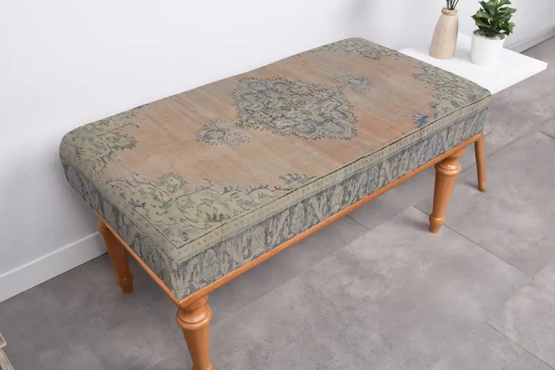 キリム風ウールブレンドオットマン、カントリースタイルソファオットマン