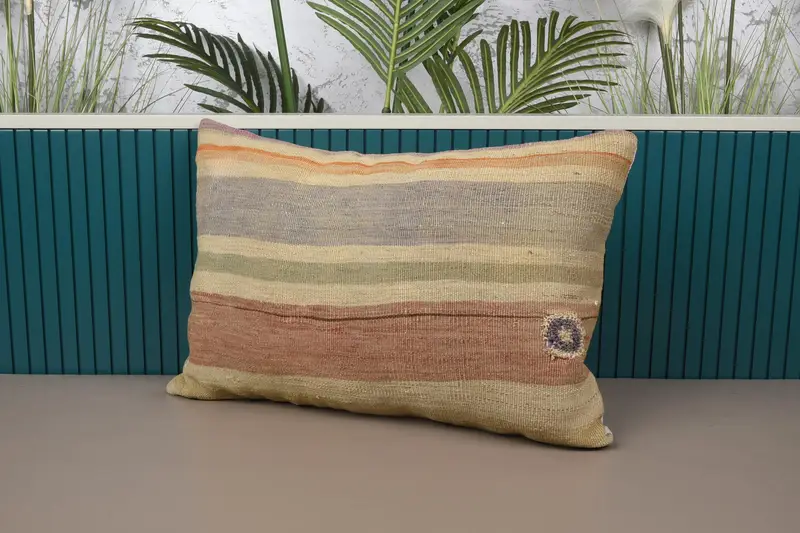 Kahverengi 40x60 cm Türk Yastık Kılıfı Çizgili Misafir Odası Antika Euro Sham - 1
