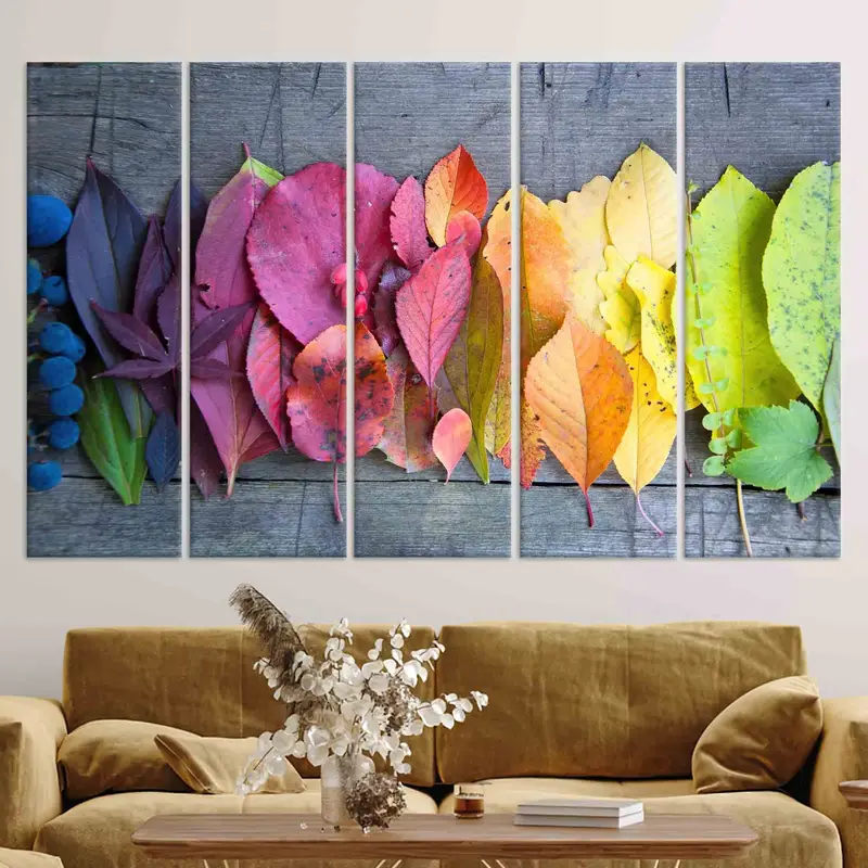 Living Room Wall Art, Leaf Wall Decor, Colorful Leaves Poster, Autumn Leaves Canvas Art, Autumn Colors Decor, Canvas Wall Art, Home Decor, - 9