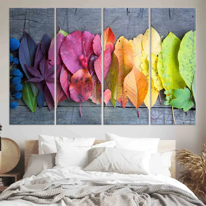 Living Room Wall Art, Leaf Wall Decor, Colorful Leaves Poster, Autumn Leaves Canvas Art, Autumn Colors Decor, Canvas Wall Art, Home Decor, - 8