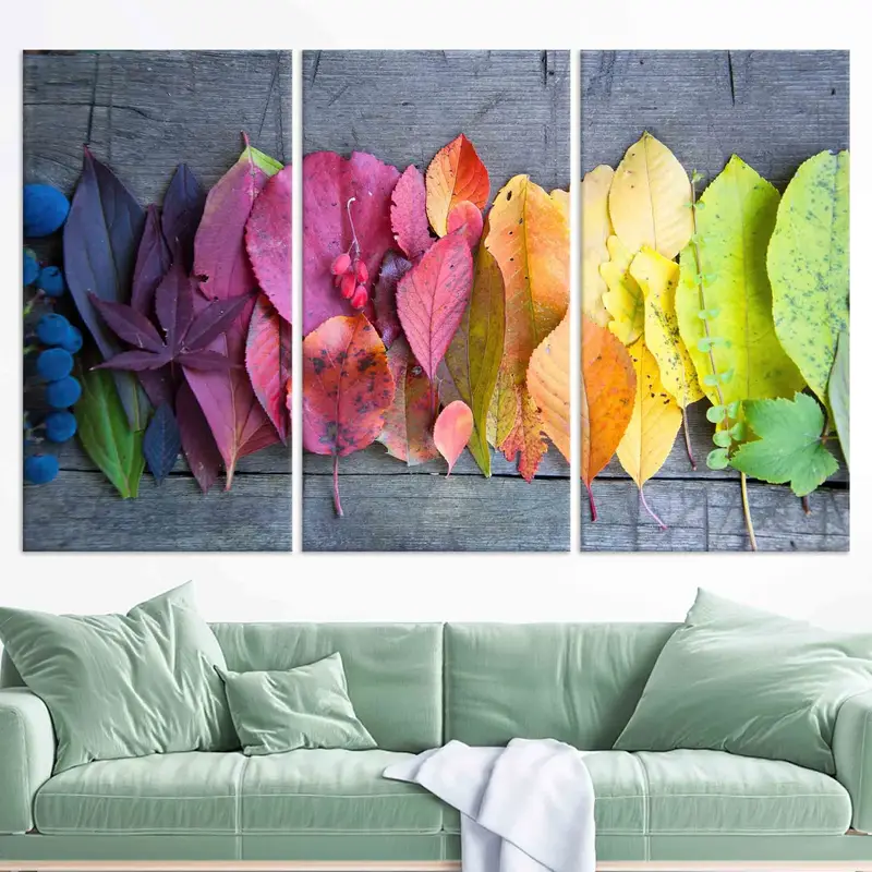 Living Room Wall Art, Leaf Wall Decor, Colorful Leaves Poster, Autumn Leaves Canvas Art, Autumn Colors Decor, Canvas Wall Art, Home Decor, - 7
