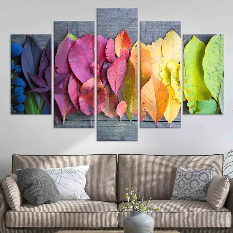Living Room Wall Art, Leaf Wall Decor, Colorful Leaves Poster, Autumn Leaves Canvas Art, Autumn Colors Decor, Canvas Wall Art, Home Decor, - 10