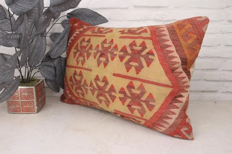 Turkish Kilim Pillow, Pillow for Couch, Interior Designer Pillow, Lounge Throw Pillow Sham, Pillow Cover, 16x24 Green Pillow - 4