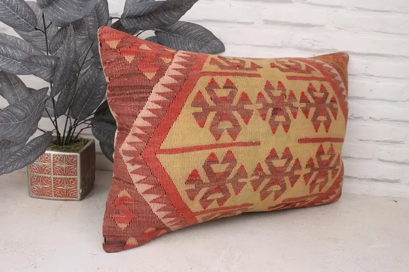 Turkish Kilim Pillow, Pillow for Couch, Interior Designer Pillow, Lounge Throw Pillow Sham, Pillow Cover, 16x24 Green Pillow - 3