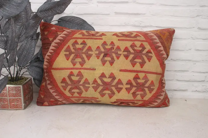 Turkish Kilim Pillow, Pillow for Couch, Interior Designer Pillow, Lounge Throw Pillow Sham, Pillow Cover, 16x24 Green Pillow - 1