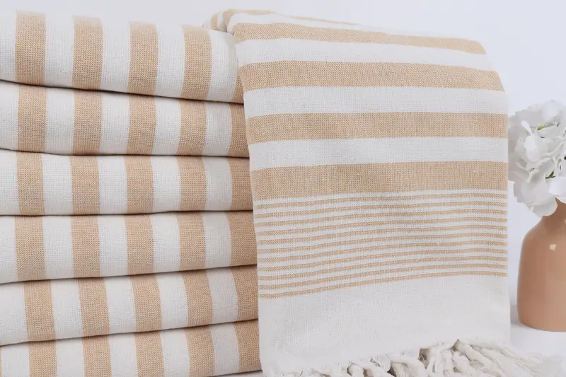 Lightweight towel, Beach Towel Gift, Scarf Towel, Monogrammed Beach Towel, Turkish bath towel for spa, 68x40 Cotton Striped Terry Towel, Peshtemal - 2