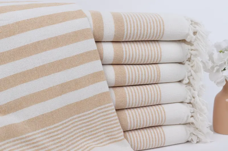 Lightweight towel, Beach Towel Gift, Scarf Towel, Monogrammed Beach Towel, Turkish bath towel for spa, 68x40 Cotton Striped Terry Towel, Peshtemal - 1