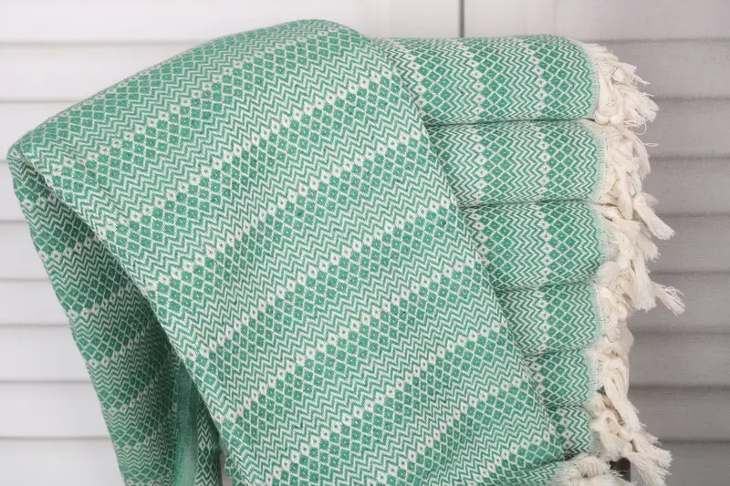 Home Decor Gift Diamond Towel Wedding Custom 38x69 Inches Benetton Green