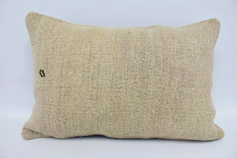 Crochet Pattern Pillow Cover, Ethnical Kilim Rug Pillow, Pillow Cover, 16x24 Beige Cushion, Turkish Pillow, Turkish Kilim Pillow - 1