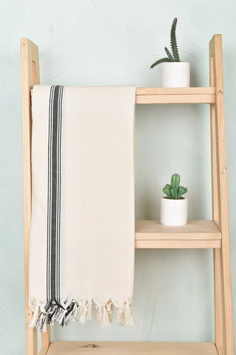 Housewarming Gift, Yoga Towel, Scarf Towel, Organic Cotton Towel, Family Gift, 68x36 Cotton Striped Towel, Wedding Gift, Monogram Beach Towel - 8