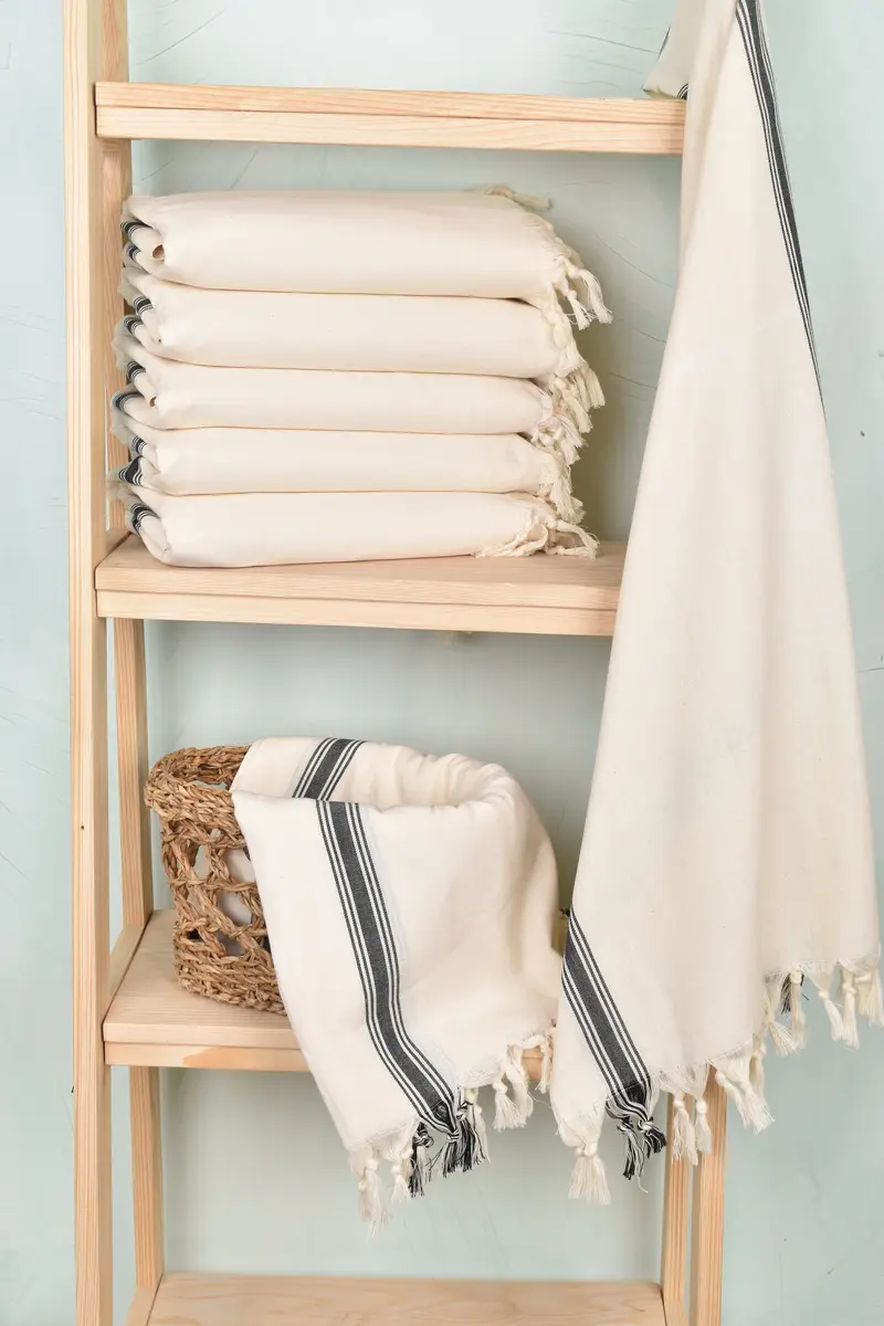 Housewarming Gift, Yoga Towel, Scarf Towel, Organic Cotton Towel, Family Gift, 68x36 Cotton Striped Towel, Wedding Gift, Monogram Beach Towel - 3