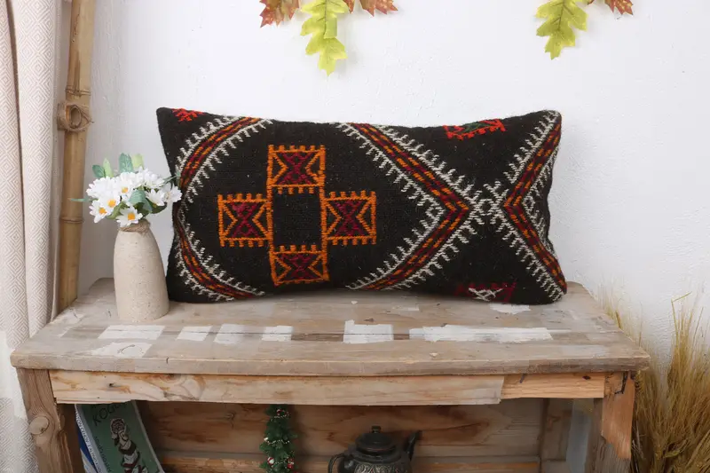 Vintage Pillow, Accent Throw Cushion, Pillow for Couch, 12x24 Brown Pillow Cover, Pillow, Interior Designer Pillow, Living Room Throw Pillow Case - 1