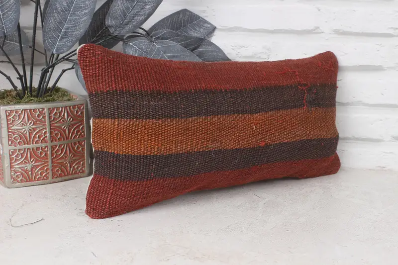 Pillow Cover, Pillow for Sofa, Personalized Gift Pillow Pillow Sham, 8x16 Brown Pillow, Ikat Pillow, Kilim Pillow, Turkish Pillow, Ikat Cushion - 4