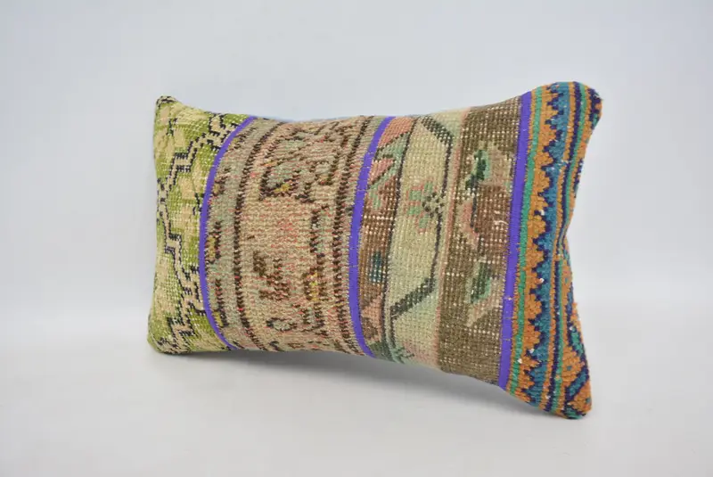 Throw Kilim Pillow, Meditation Pillow Sham, 12x20 Green Cushion Cover, Gift Pillow, Cushion Cover, Turkish Kilim Pillow - 4