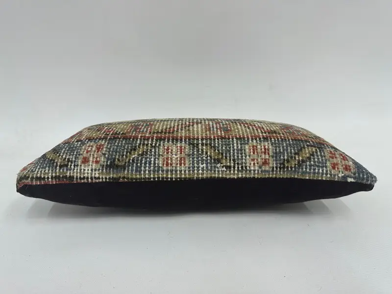 Vintage Pillow, Authentic Pillow Sham, Office Chair Cushion Case, Cushion, 8x16 Green Pillow, Boho Pillow Sham Cover, Handmade Kilim Cushion - 5