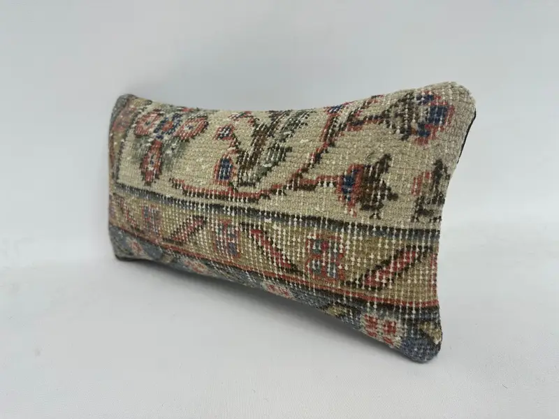 Vintage Pillow, Authentic Pillow Sham, Office Chair Cushion Case, Cushion, 8x16 Green Pillow, Boho Pillow Sham Cover, Handmade Kilim Cushion - 4