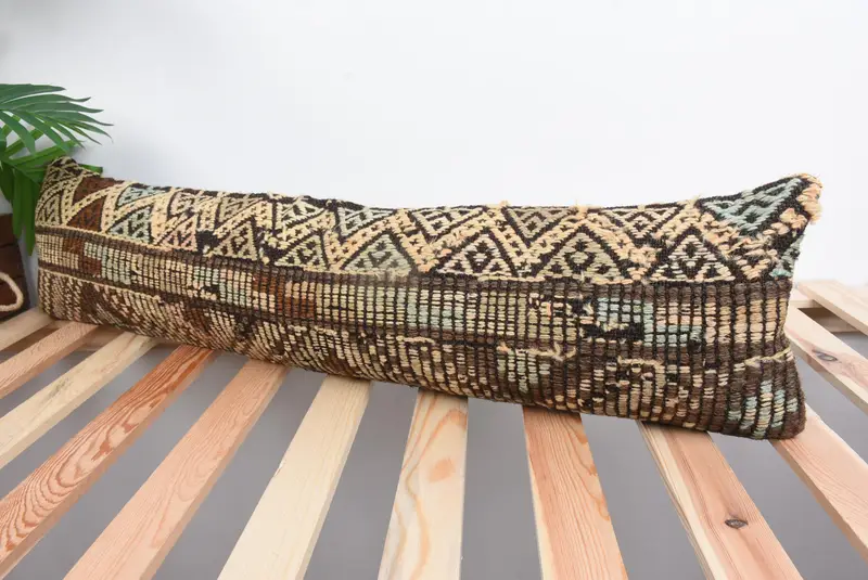 Pillow for Sofa, Kilim Pillow Cover, Anatolian Pillow, Bench Cushion Case, Cushion Cover, 8x36 Beige Cushion Case, Pillow for Couch - 5