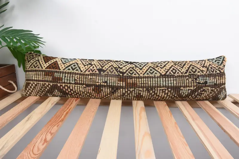 Pillow for Sofa, Kilim Pillow Cover, Anatolian Pillow, Bench Cushion Case, Cushion Cover, 8x36 Beige Cushion Case, Pillow for Couch - 1