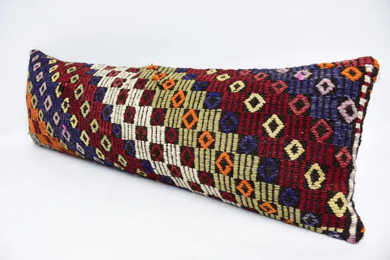 12x36 Red Cushion Case, Boho Pillow, Crochet Pattern Cushion, Antique Pillows, Meditation Cushion Cover, Pillow Case, Vintage Pillow - 4