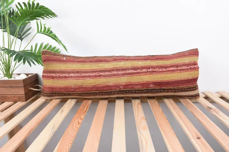 Anatolian Pillow Case, Ethnic Cushion, Pillow Sham, 12x36 Red Pillow Cover, Kilim Pillow, Turkish Pillow, Pillow for Sofa, Turkish Rugs Pillow - 1