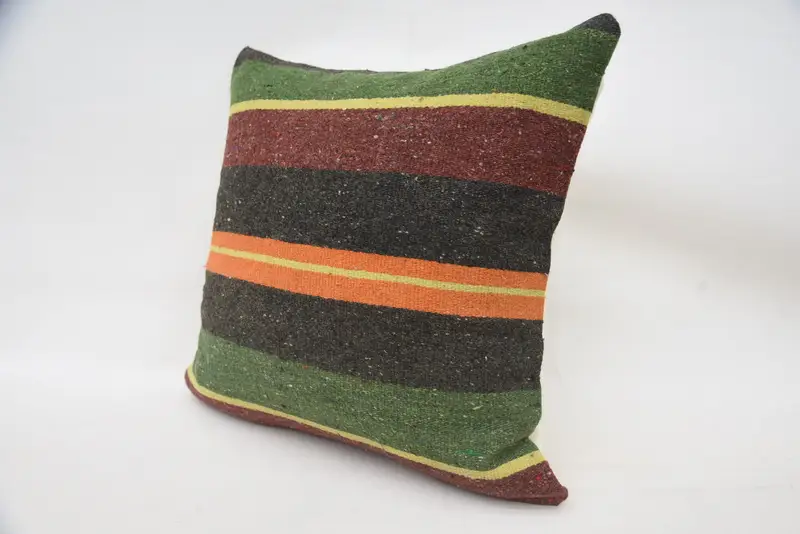 Cushion Case, Car Cushion Case, Turkish Pillow, Kilim Pillow, Outdoor Pillow Cover, Vintage Pillow, 18x18 Green Pillow Sham, Bright Pillow - 3