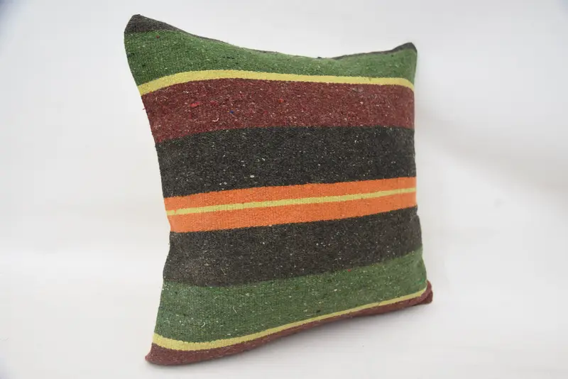 Cushion Case, Car Cushion Case, Turkish Pillow, Kilim Pillow, Outdoor Pillow Cover, Vintage Pillow, 18x18 Green Pillow Sham, Bright Pillow - 2