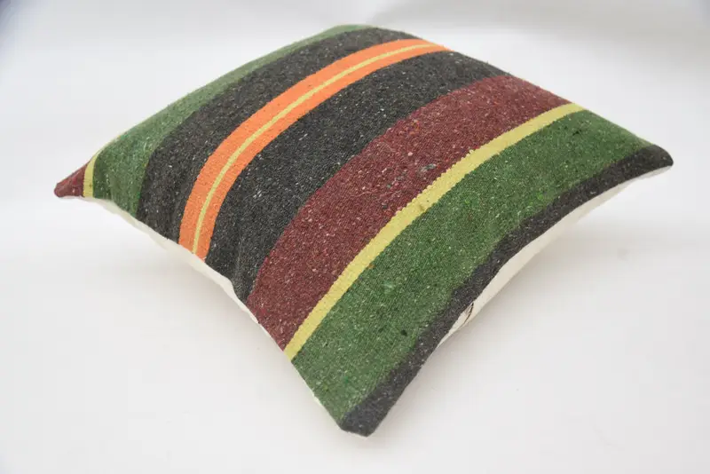 Cushion Case, Car Cushion Case, Turkish Pillow, Kilim Pillow, Outdoor Pillow Cover, Vintage Pillow, 18x18 Green Pillow Sham, Bright Pillow - 6