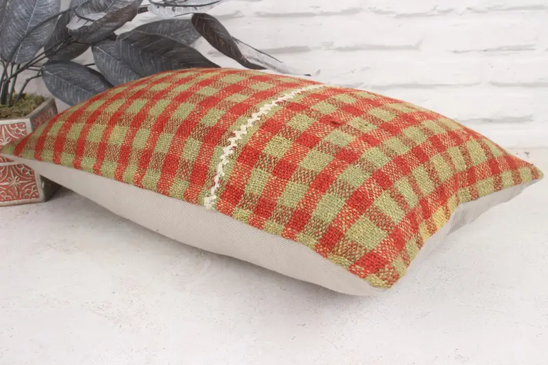 Kilim Pillow, Cushion Cover, Bed Pillow Case, Throw Kilim Pillow, Turkish Pillow, Authentic Pillow, Authentic Cushion Case, 12x20 Green Pillow Cover - 6